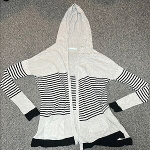 Maurices Gray and Black Cardigan Sweater with Stripes